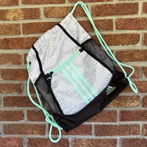 adidas drawstring bag * mint green / black * euc
